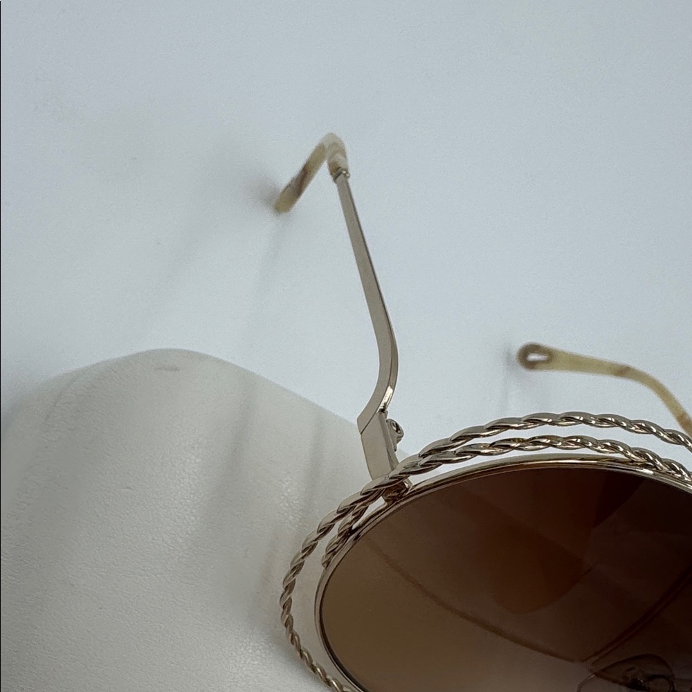 Chloe Braided Gold Sunglasses with Gradient Brown Lenses - Picture 9 of 9